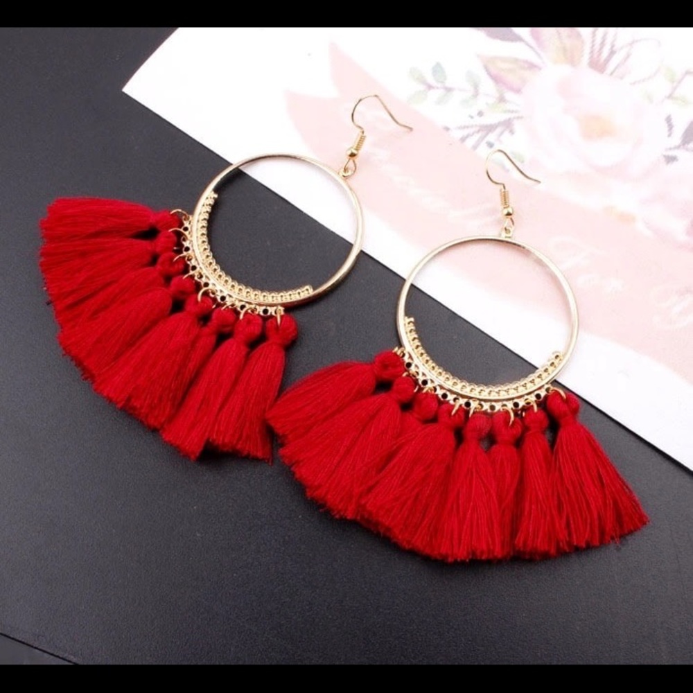 3/$22 Bohemian Tassel Fringe Hook Earrings - Picture 1 of 8